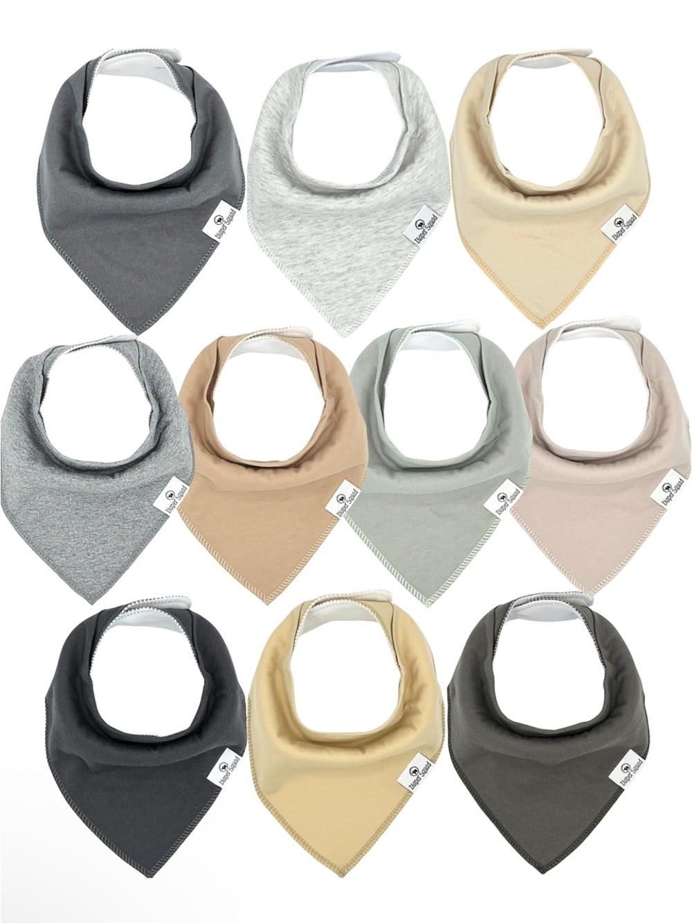 10 pack Diaper Squad Neutral Cotton Bandana Bib Set Baby Cotton Fleece